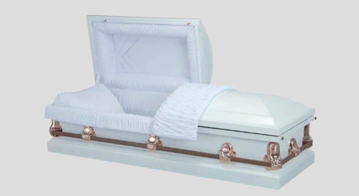 The Apollo White metal casket